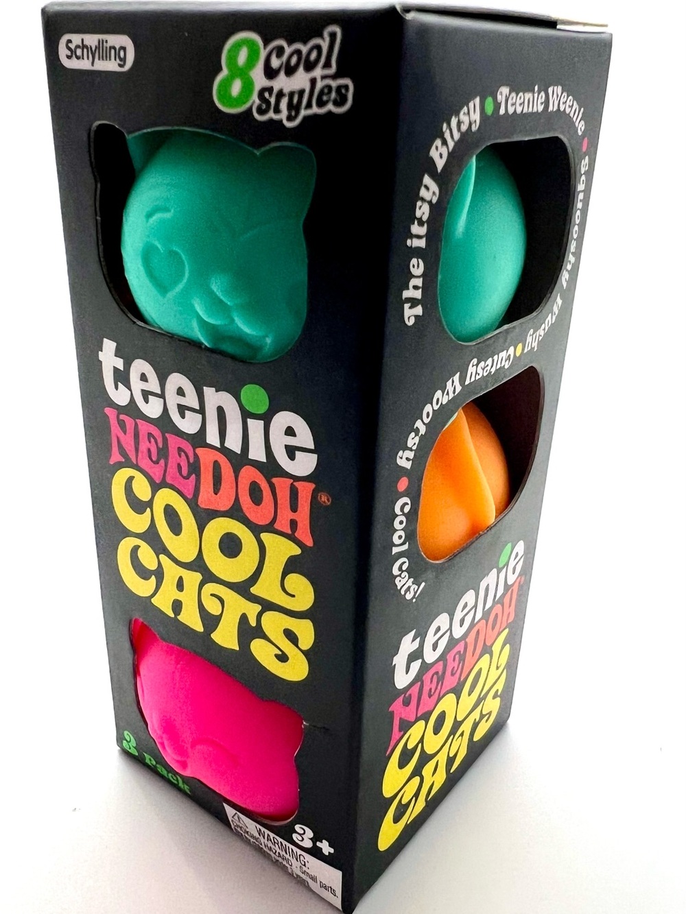 🌟teenie NeeDoh Cool Cats - (3) Pack Teal Blue, Orange & Pink 🩵🧡🩷